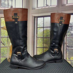 KAREN SCOTT DELIEE 2 FAUX LEATHER KNEE HIGH RIDING BOOTS